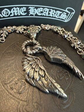 Chrome Hearts Angel Wings Pendant & Cross Necklace